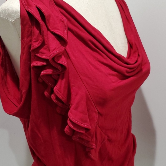 Express Women's Red Ruffles Top XS - Picture 6 of 7